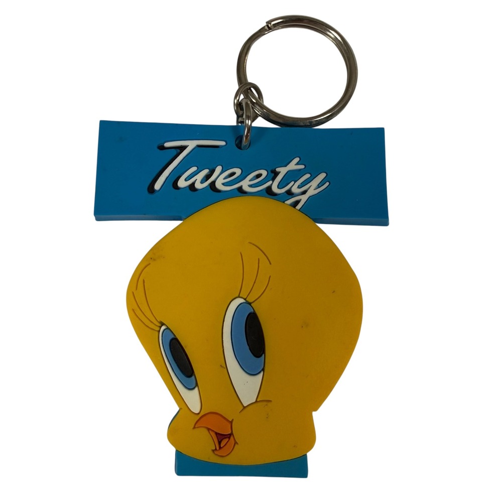 Warnerβ Bros Tweety Bird Keychain Yellow Blue Vintage 1995 Looney Tunes